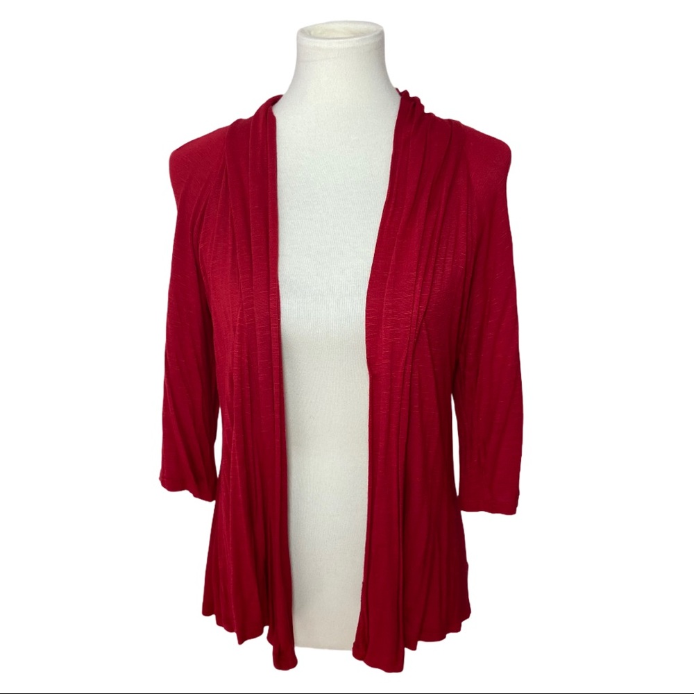 AGB Red Open Front Cardigan Petite Large